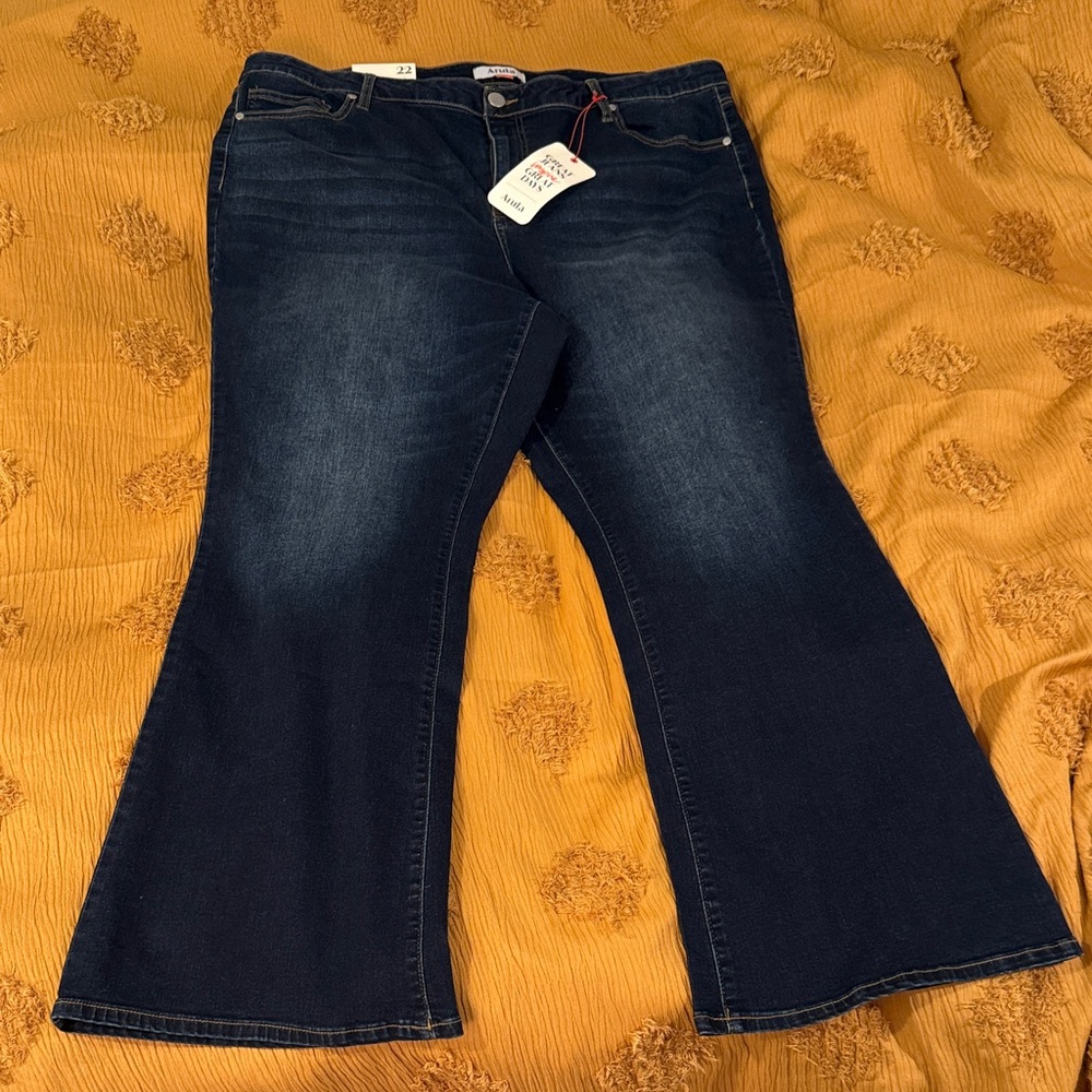 ARULA Dark Blue High-Rise Bootcut Jeans